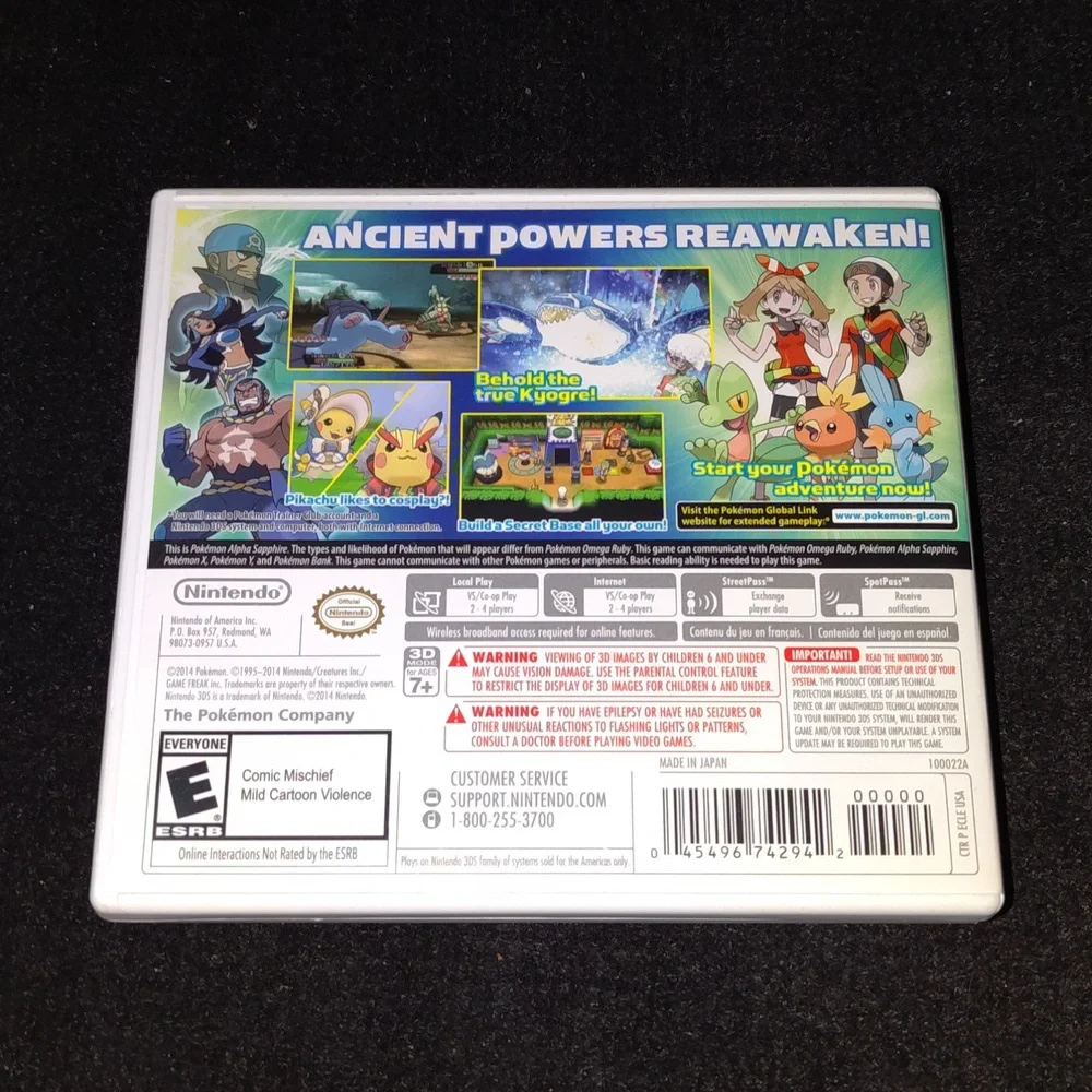 Pokemon Alpha Sapphire - Nintendo 3DS ***CASE ONLY / NO GAME / Authentic /USA
